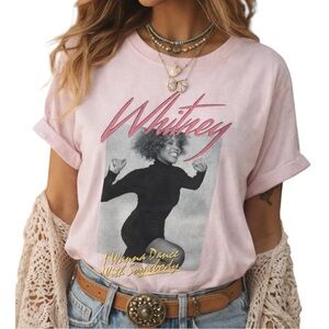 Whitney Houston Pink I Wanna Dance With Somebody Nostalgic Graphic T-shirt Large
